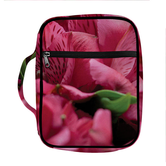 Burgundy Alstroemeria Print Front Pocket Bible Bag
