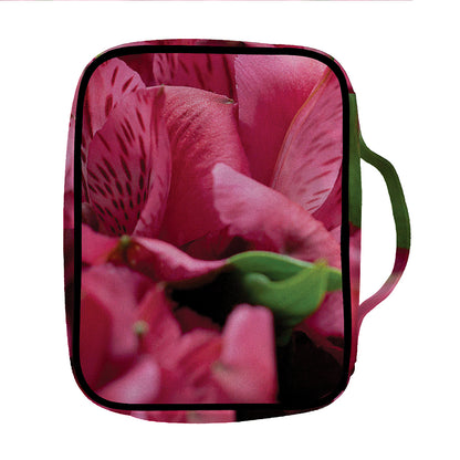 Burgundy Alstroemeria Print Front Pocket Bible Bag