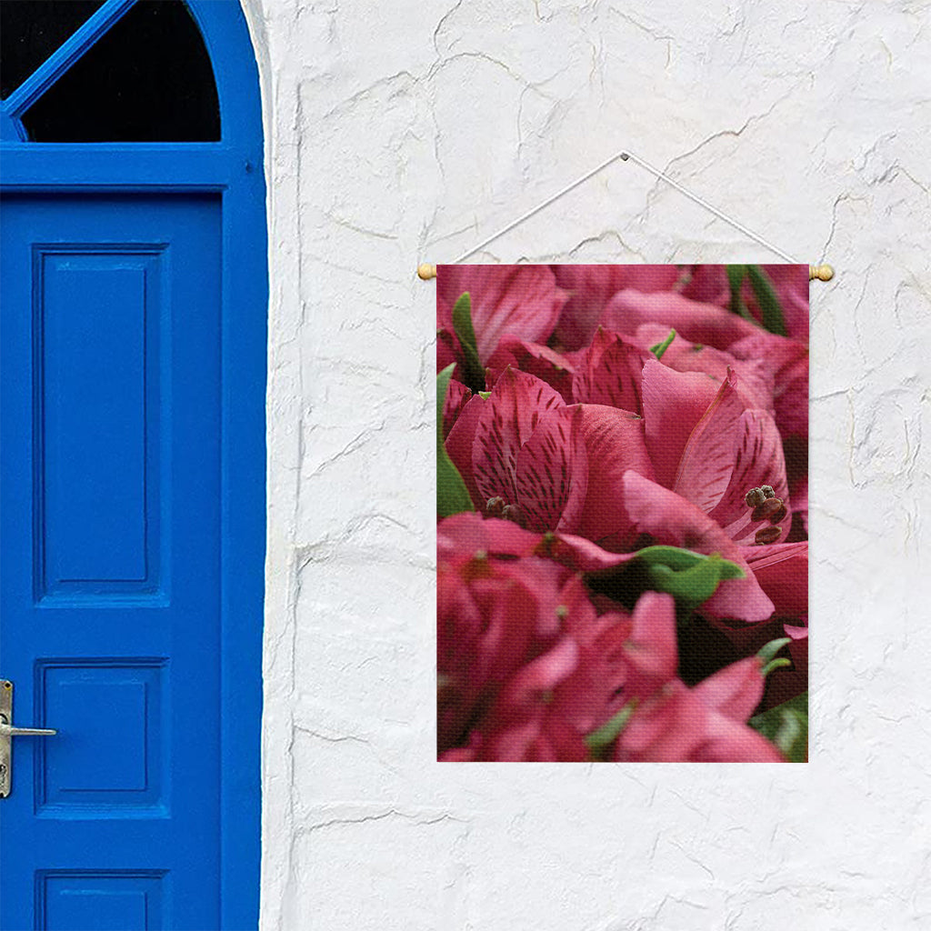 Burgundy Alstroemeria Print Garden Flag