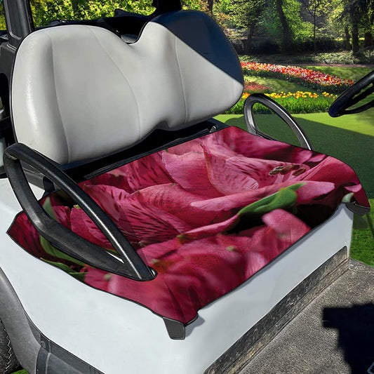 Burgundy Alstroemeria Print Golf Cart Seat Cover
