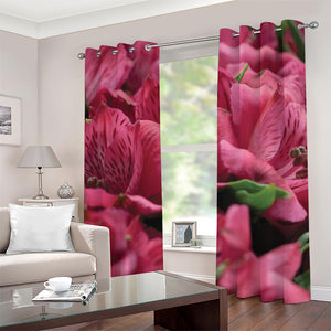 Burgundy Alstroemeria Print Grommet Curtains