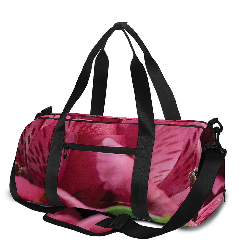 Burgundy Alstroemeria Print Gym Bag