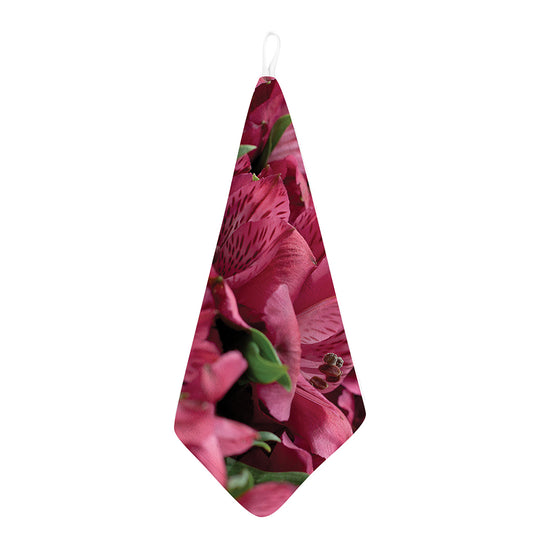 Burgundy Alstroemeria Print Hand Towel