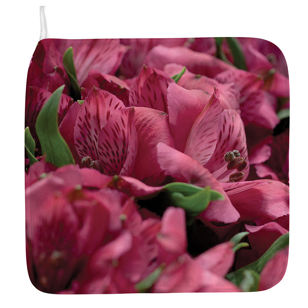 Burgundy Alstroemeria Print Hand Towel