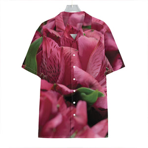 Burgundy Alstroemeria Print Hawaiian Shirt