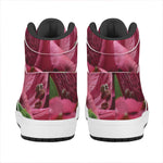 Burgundy Alstroemeria Print High Top Leather Sneakers