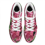 Burgundy Alstroemeria Print High Top Leather Sneakers