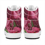 Burgundy Alstroemeria Print High Top Leather Sneakers