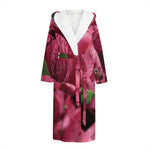 Burgundy Alstroemeria Print Hooded Bathrobe