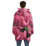 Burgundy Alstroemeria Print Hoodie Blanket