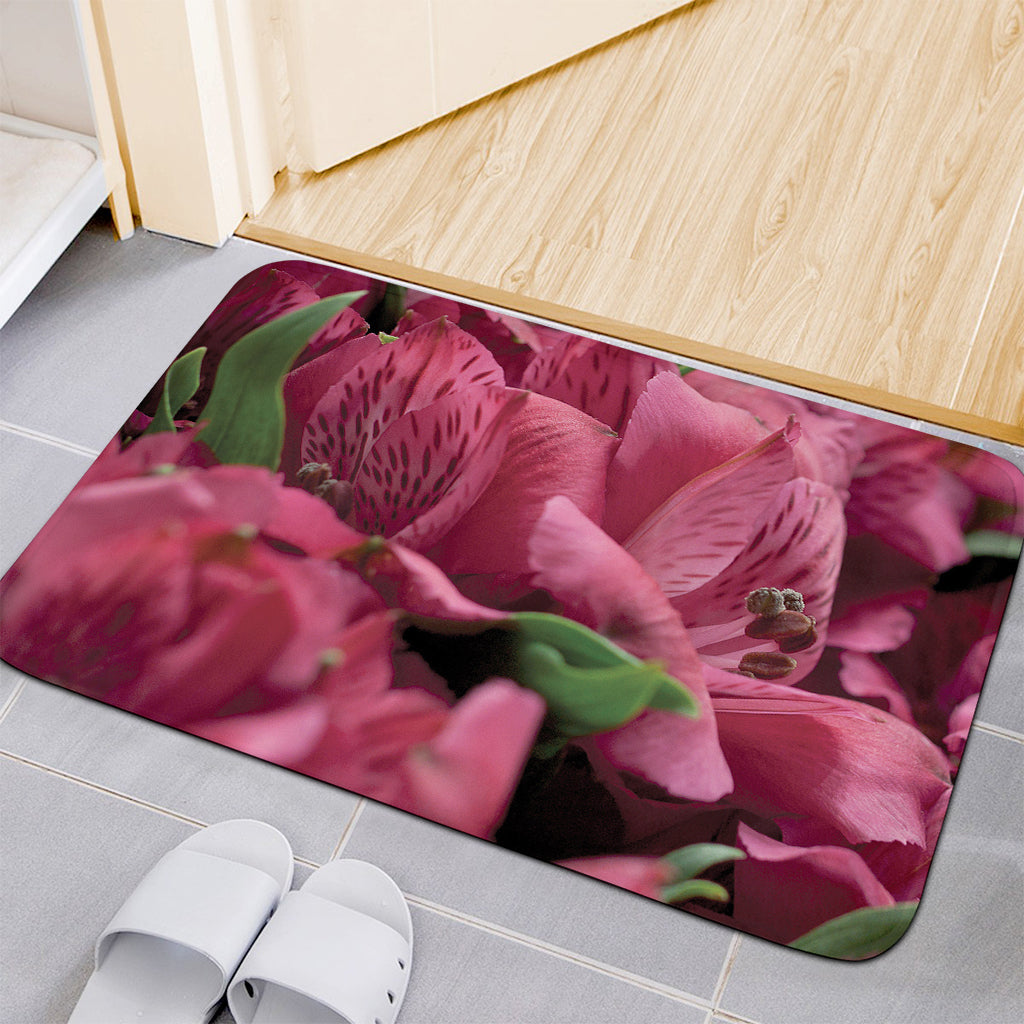 Burgundy Alstroemeria Print Indoor Door Mat