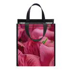 Burgundy Alstroemeria Print Insulated Lunch Tote