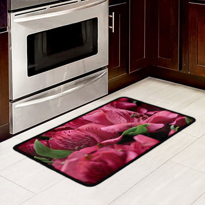 Burgundy Alstroemeria Print Kitchen Mat