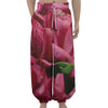 Burgundy Alstroemeria Print Lantern Pants