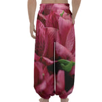 Burgundy Alstroemeria Print Lantern Pants