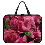 Burgundy Alstroemeria Print Laptop Sleeve With Handle