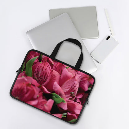 Burgundy Alstroemeria Print Laptop Sleeve With Handle
