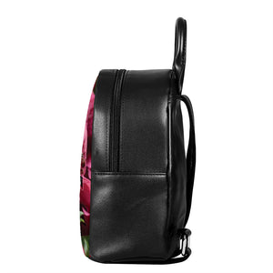 Burgundy Alstroemeria Print Leather Backpack