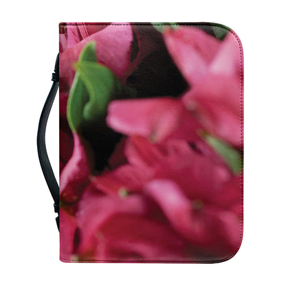 Burgundy Alstroemeria Print Leather Bible Cover