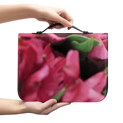Burgundy Alstroemeria Print Leather Bible Cover