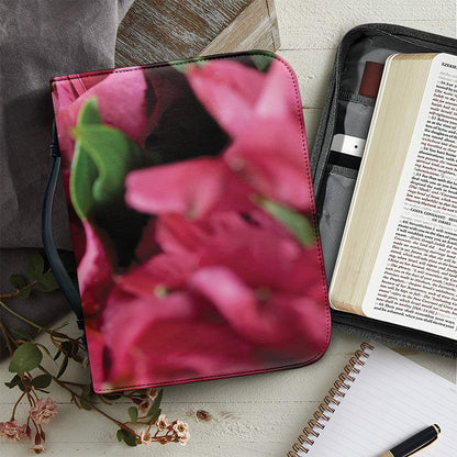 Burgundy Alstroemeria Print Leather Bible Cover