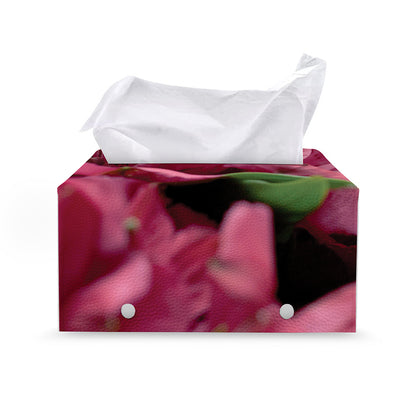 Burgundy Alstroemeria Print Leather Tissue Box Cover