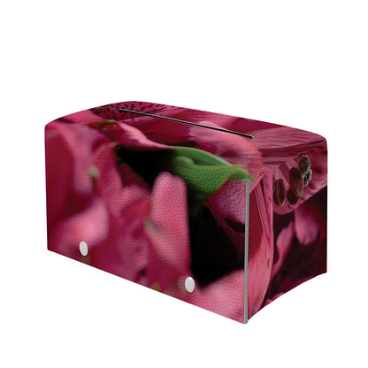 Burgundy Alstroemeria Print Leather Tissue Box Cover