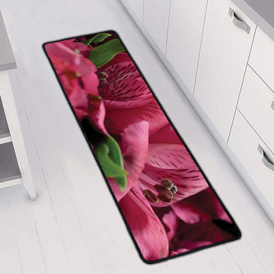 Burgundy Alstroemeria Print Long Kitchen Mat