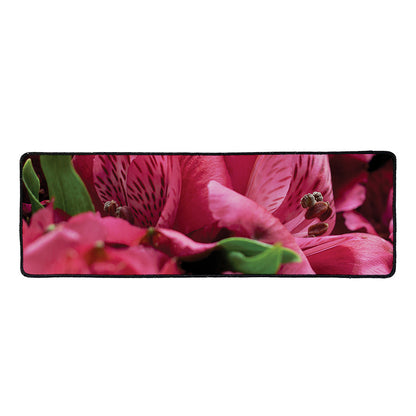Burgundy Alstroemeria Print Long Kitchen Mat