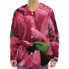 Burgundy Alstroemeria Print Long Sleeve Baseball Jersey