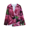 Burgundy Alstroemeria Print Long Sleeve Short Coat