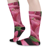 Burgundy Alstroemeria Print Long Socks