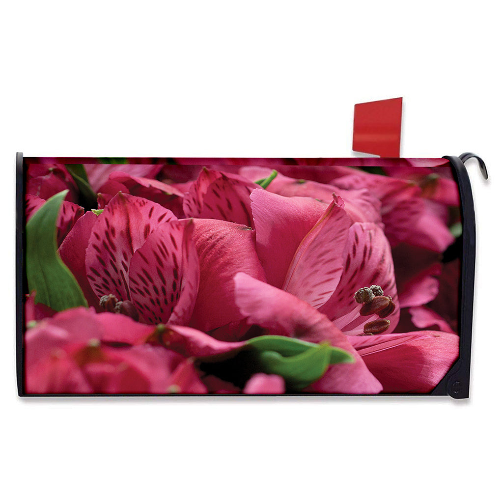Burgundy Alstroemeria Print Mailbox Cover
