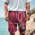 Burgundy Alstroemeria Print Men's Cargo Shorts