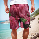 Burgundy Alstroemeria Print Men's Cargo Shorts