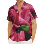 Burgundy Alstroemeria Print Men's Deep V-Neck Shirt