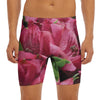 Burgundy Alstroemeria Print Men's Long Boxer Briefs