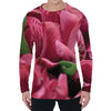 Burgundy Alstroemeria Print Men's Long Sleeve T-Shirt