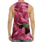 Burgundy Alstroemeria Print Men's Muscle Tank Top