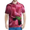 Burgundy Alstroemeria Print Men's Polo Shirt