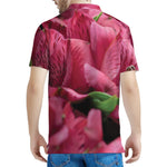 Burgundy Alstroemeria Print Men's Polo Shirt