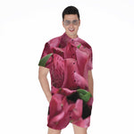 Burgundy Alstroemeria Print Men's Rompers