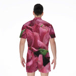 Burgundy Alstroemeria Print Men's Rompers