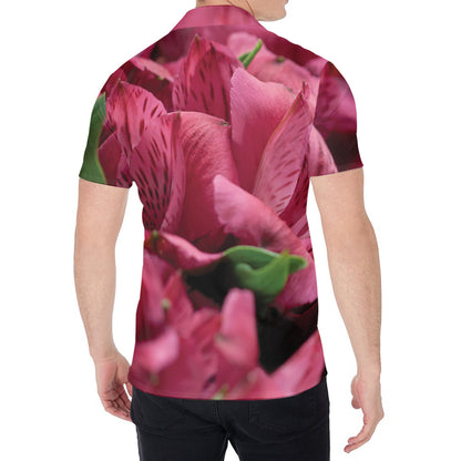 Burgundy Alstroemeria Print Men's Shirt