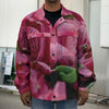 Burgundy Alstroemeria Print Men's Shirt Jacket