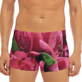 Burgundy Alstroemeria Print Men's Short Boxer Briefs