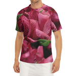 Burgundy Alstroemeria Print Men's Short Sleeve Rash Guard