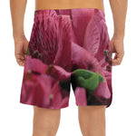 Burgundy Alstroemeria Print Men's Split Running Shorts