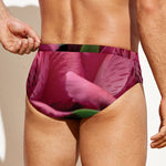 Burgundy Alstroemeria Print Men's Swim Briefs