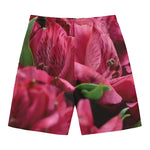 Burgundy Alstroemeria Print Men's Swim Trunks